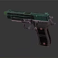 Black Metal Handgun Weapon Design With Detailed Grip And Textured Body