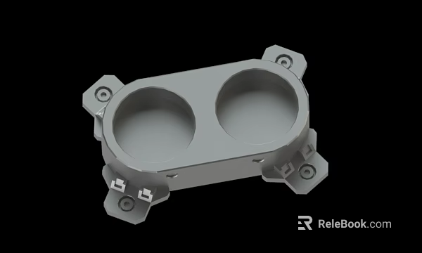 Grey Metal Component With Two Circular Holes And Mounting Bracket Structure 3d model 