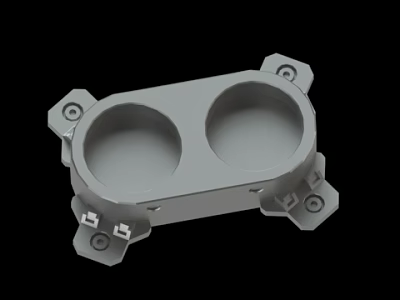 Grey Metal Component With Two Circular Holes And Mounting Bracket Structure 3d model
