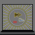 ISTEP Themed Square Frame Design With Yellow Radial Lines And Live Stream Elements