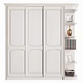 Classic White Wardrobe Interior Design With Side Shelves And Decorative Storage 3d model