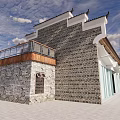 Huai Tea House Traditional Architecture Exterior With White Walls And Light Blue Panels