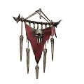 Decorative Hanging Ornament With Red Fabric Skull Design And Metal Spikes