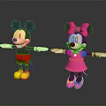 Cute Mickey and Minnie Dolls with Red Shorts Pink Dress Bow and Yellow Shoes Standing