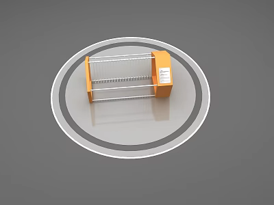 Orange Metal Storage Rack With Wire Shelves And Label Holder Design 3d model