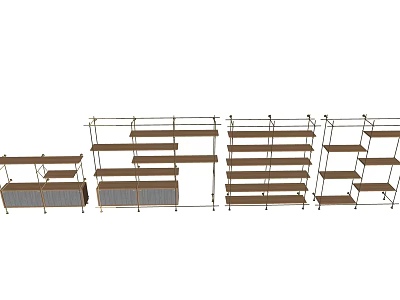 Various Design Metal And Wooden Shelving Units For Home Storage Solutions 3d model