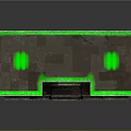 Industrial Equipment Console With Green Glowing Top Panel And Metal Frame Side Control Buttons
