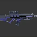 Futuristic Blue And Gray Sci Fi Assault Rifle With Tactical Scope And Metallic Design