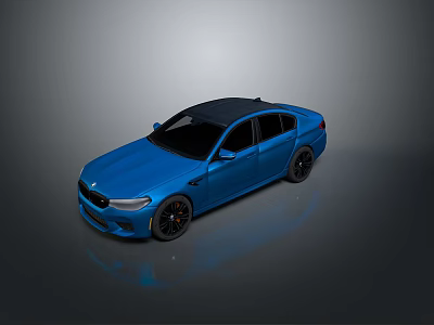 Blue Sleek Sporty Sedan With Black Roof And Modern Exterior Design 3d model