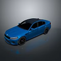 Blue Sleek Sporty Sedan With Black Roof And Modern Exterior Design
