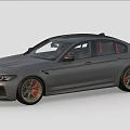 Gray BMW High Performance Sedan with Gold Wheels Red Seats and Sporty Front Fascia