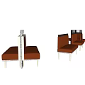 Modern Public Chair Design With Orange Striped Backrest And Metal Legs