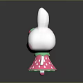 Cute White Rabbit Doll With Strawberry Head Decoration Pink Cheeks And Polka Dot Dress