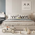 Modern Kids Room Interior With Bed Toy Car Building Blocks Bookshelf And Soft Rug