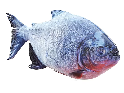 Large Freshwater Fish With Blue Body Red Head And Spotted Scales 3d model