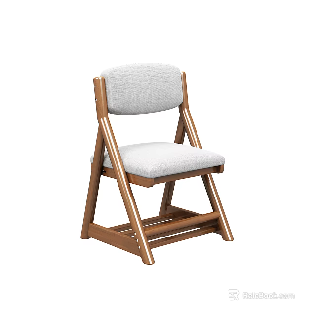 Modern Accent Chair with Wooden Frame and White Cushion for Living Room 3d model 