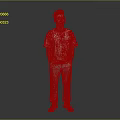 Man Standing Hands in Pockets Wearing White T-Shirt Gray Sweatpants White Sneakers on Gray Background