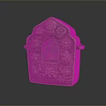 Traditional Bronze Buddhist Shrine With Intricate Carvings Small Window And Inner Buddha