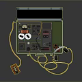 Tactical Weapon Open Case With Electronic Components Wires Headphones And Orange Device 3d model