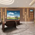 Modern Luxury Bank VIP Lounge Interior Design With Comfortable Sofas And Stylish Wall Art Decorations
