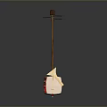 Traditional Chinese Stringed Instrument With Wooden Body White Panel And Red Decoration