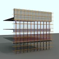 Contemporary Building Facade Featuring Glass Curtain Wall And Horizontal Metal Frames