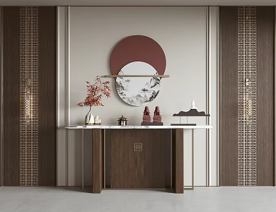 New Chinese Style End View Platform Entrance Platform Entrance Platform Jewelry Ornaments Wall Decoration 3d model