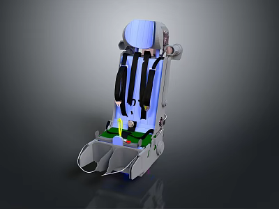 Modern Public Chair 3D Render With Green Seat And Blue Backrest Ergonomic Structure 3d model