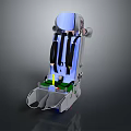 Modern Public Chair 3D Render With Green Seat And Blue Backrest Ergonomic Structure