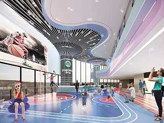 Punk style mall atrium commercial complex 3d model