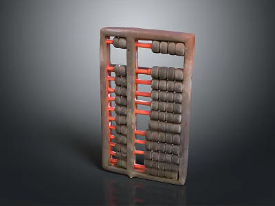 Traditional Abacus With Wooden Frame Red Bars Round Beads And Classic Design 3d model