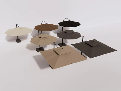 Stylish Outdoor Sunshade With Beige Brown Black Colors And Various Designs 3d model