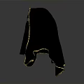 Woman Wearing Traditional Black Robe With Gold Trimmed Edges And Face Veil