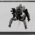 Mechanical Scifi Robot With Four Legs White Black Design And Back Mounted Devices 3d model