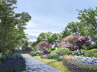 Modern garden landscape landscape plant flower mirror combination landscape tree bush grass ornamental grass 3d model