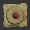 Golden Flaky Baked Square Pastry Topped With Pineapple Slice And Red Cherry