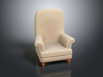 Beige Upholstered Armchair with Comfortable Armrests and Sturdy Wooden Legs for Living Room Decor 3d model
