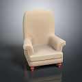 Beige Upholstered Armchair with Comfortable Armrests and Sturdy Wooden Legs for Living Room Decor