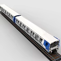 Detailed Building Blocks Metro Train Model With Multiple Cars And Tracks