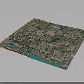 Modern City 3D Model Displaying Urban Layout Buildings And Water Features