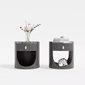 Modern Dark Bedside Tables With Marble Top Vase Flowers Books And Open Compartment