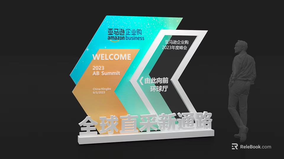 Amazon Business 2023 Global Summit Welcome Signage With New Opportunities And Global Sourcing Path 3d model 