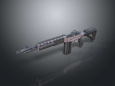 Modern Tactical Rifle With Black Silver Finish Tactical Handguard And Ergonomic Grip 3d model