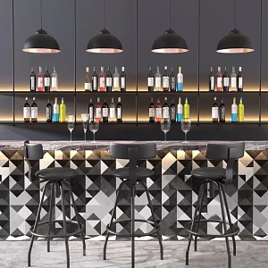 Bar chair combination 3d model