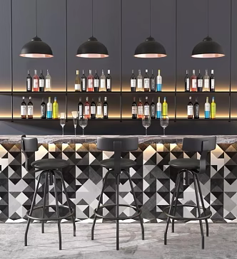 Bar chair combination 3d model