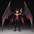 Game and Movie Character With Demonic Wings Flaming Horns and Muscular Armor