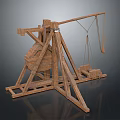 Functional Vehicle With Wooden Triangular Support Frame And Throwing Arm Ropes