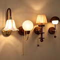 Wall Lamps Various Designs with Fabric Shades and Wooden Bases for Indoor Home Decor