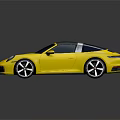 Yellow Sports Car with Black Roof Sleek Design Black Alloy Wheels on Dark Background