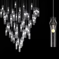 Elegant Crystal Chandelier With Hanging Transparent Glass Pendants And Modern Lighting Design